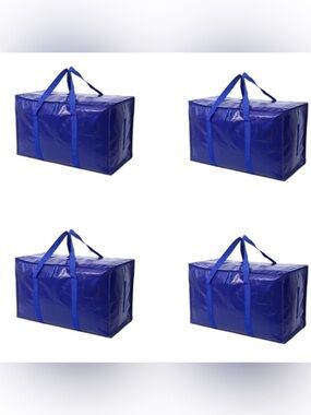 Set of 4 Blue Heavy-Duty XLarge Storage Tote Bags & 6 Shoe Bags with label slots